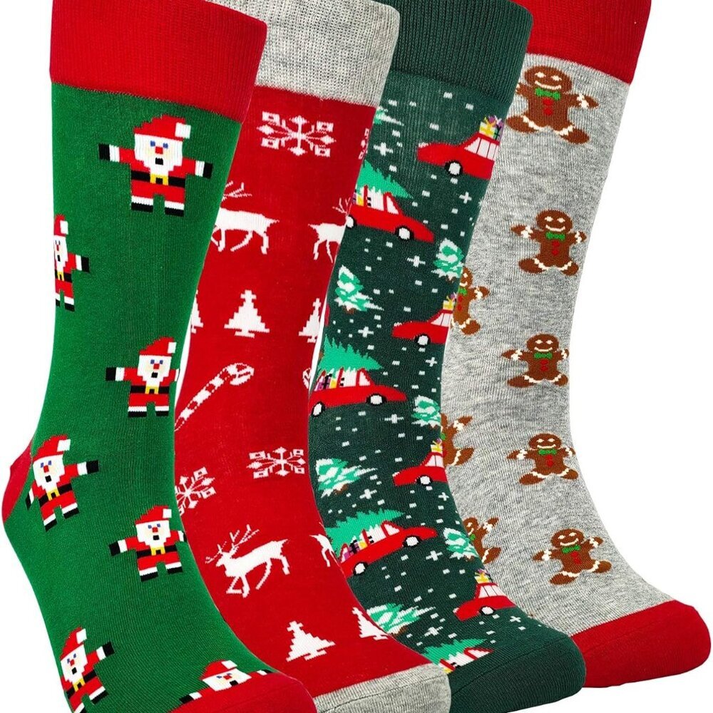 Mens Fun Patterned Dress Socks Funny Novelty Crazy Design Cotton Socks Gift for